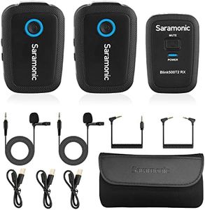 Saramonic Blink500 T2 Wireless Lavalier Microphone for Cameras Camcorder,Noise Cancellation,328ft Range,12H Battery Life,Clip-on Lapel Mic for Video Recording Interview YouTube Live Streaming