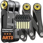 FoldyLock Forever Folding Bike Lock Set - 2 Matching Bike Locks with 6 Identical Keys - Patented Heavy Duty Anti Theft Bicycle Locks with Cases for Electric E-Bikes and City Bikes - 35.4"