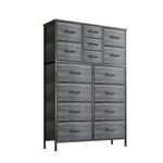 CAIYUN Dresser for Bedroom with 15 Drawers, Tall Dressers Chest of Drawers, Closet Organizers and Storage for Living Room Clearance, Fabric Drawer and Sturdy Frame for, Wood Board, Black Wood Veins