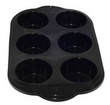 6 Cup Large Silicone Bun/Muffin Tray Non Stick Tin Tray Baking Pudding Mold (Black)