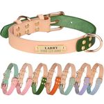 Custom Cute Handmade Genuine Leather Dog Collar Personalised With Name Plate Boy Girl Dog Collar for Puppy Small Medium Large Male Female Dogs