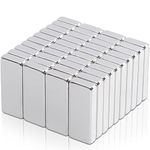 MAGXCENE Strong Rare Earth Magnets Bars, 40 Pack Small Rectangular Neodymium Magnets Heavy Duty for Crafts, Refrigerator Cabinets Cruise Tool Storage Industrial, 12x5x2 mm