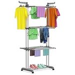 Innotic Airer Clothes Drying Rack 4 Tier Foldable Rolling Stainless Laundry Dryer Hanger with Casters for Indoor Outdoor, Grey