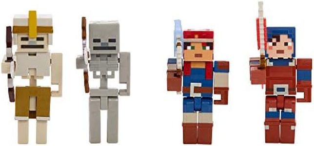 Minecraft Dungeons Battle of Fiery Forge Action Figure 4-Pack with Skeleton, Valorie with Grim Armor, Skeleton Vanguard, and Hex with Dark Armor