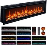 Valine Fires Recessed Electric Freestanding Fireplace UltraSlim Heater 42"/106cm, Wall-Mounted Fireplace for Media Wall, Electric Fire with 15 LED Flame Colours, Wifi/Alexa Remote Control, 900W/1800W