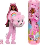 ​Barbie Cutie Reveal Doll & Accessories, Care Bears Series, Fashion Doll with Cheer Bear Plush Costume & 10 Surprises Including Color Change & Mini Bear