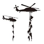 22x22" Helicopter Army Soldier Wall Stickers PVC Vinyl Art Decals Teens Boys Men Military Fans Bedroom Home Decoration