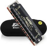 East top 10 Holes Diatonic Blues Harmonica,Harmonicas for Beginners and Professional Players with a Black Case (Key of LOW F)