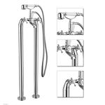 Nes Home | Victorian Traditional Bath Shower Mixer Filler Tap Handset with Freestanding Pipes