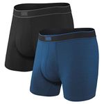 SAXX Men's Underwear -Daytripper Boxer Briefs with Built-in Pouch Support- Underwear for men, Pack of 2, Black/City Blue Heather, Medium