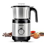 Geepas Coffee Grinder Food Processor 450W Electric Wet & Dry Grinder Coffee Mill Stainless Steel Jar & Blades for Coffee Spice Spices Chutney, 2 Speed Pulse - Detachable Bowl, 800ML Capacity, Silver