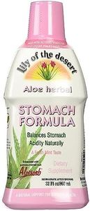 Lily Of The Desert Stomach Formula, Organic Aloe Vera Juice with Slippery Elm, Chamomile, Peppermint, and Ginger for Gut Health, Acid Reflux, Heartburn Relief, 32 Oz