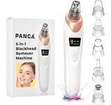 PANCA 5-in-1 Blackhead Remover Machine | Electric Pore Cleaner & Whitehead Removal Tool | USB Rechargeable Skin Care Device for Face Cleansing & Exfoliation (Black)