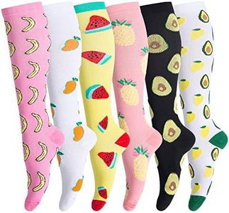 LEOSTEP Compression Socks for Women (6Pair) Non-Slip Long Tube Ideal for Running,Nursing,Circulation & Recovery Boost Stamina, Hiking Travel & Flight Socks 20-30 mmH