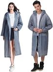 HLK.Sports Rain Ponchos, [2 Pack] Reusable EVA Rain Coat, Size 59" by 27.5" (E-Grey)