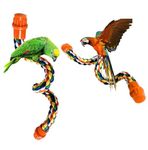 Priaora 2PCS Pet Bird Parrot Colorful Cotton, Colorful Bendable Chewable Cotton Ropes for Bird Ladder Toys Cotton Bungee Bird Perches Cage Accessories (K14-2)