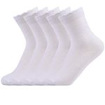 Laulax 5 Pairs Finest Combed Cotton Smooth Seamless Toe Girls School Socks, White Frill Top, Size 9-12 Jnr, Gift Set