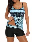 Bathing Suit for Women 2 Piece Tankini Swimsuit Plus Size Swimwear Tummy Control Tankini Blue White 16-18