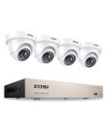 ZOSI 1080P CCTV Security Camera System with AI Human Vehicle Detection, 8 Channel H.265+ 5MP Lite Surveillance DVR kit and 4x1080P Outdoor 1920TVL CCTV Dome Cameras, Night Vision, Smart Alerts