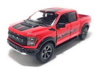 Kinsmart 2022 Ford F-150 Raptor Livery Edition, Red, Scale 1:46 Model, Openable Front Doors and Tail Gate, Pull-Back Action