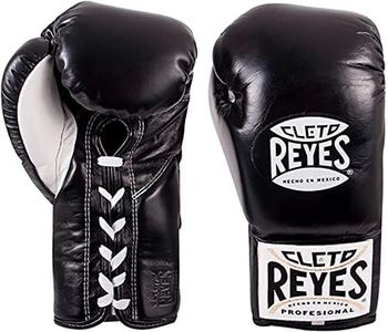 CLETO REYES Professional Competition Boxing Gloves for Men and Women, Leather and Horsehair, MMA, Kickboxing, Muay Thai, Lace Up, 8 oz, Black