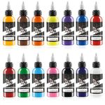 DLD14PCS Shark Universal Tattoo Ink - Vegetarian LOT Dazzling Tattoo Supplies - Dynamic pigments, Colored Lines - Tattoo Ink Set - Lifetime Companion for Tattoo Enthusiasts