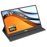 Yodoit Portable Monitor for Laptop 1920×1080 15.6" FHD Travel Monitor Screen IPS Display with USB Type C Port and Built-in Speakers with Cover Monitor Compatible with PC, MacBook, Xbox (Black)