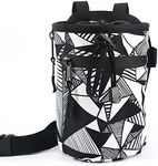 NewDoar Chalk Bag for Rock Climbing - Bouldering Chalk Bag Bucket with Quick-Clip Belt and 2 Large Zippered Pockets - Rock Climbing Gear Equipment-Black