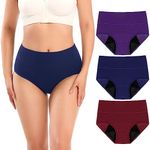 Molasus Incontinence Underwear for Women High Waist Period Leakproof Cotton Underwear Heavy Flow Menstrual Protective Panties Bladder Control Briefs 3 Pack,Multicolor,X-Large