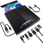 External CD DVD Drive for Laptop,Portable DVD Player for Laptop,USB 3.0 CD Burner +/-RW CD ROM External DVD Drive, cd reader for laptop Compatible with Laptop Desktop Mac,Windows 11/10/8/7 Linux