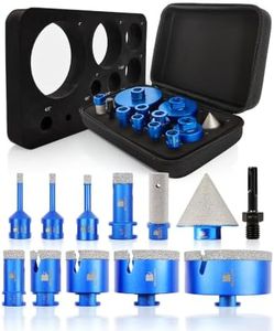 BRSCHNITT Diamond Core Drill Bit Set - 6/6/8/20/25/35/50/75/100mm Tile Hole Saw Kit for Porcelain Tile Ceramic Marble Granite 4/5”&2“Finger Chamfer Bit