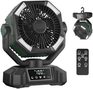 Camping Fans, 20000mAh Rechargeable Desk Fan with LED Lantern Light, Portable Battery Powered Fan with Remote, USB-C Fast Charging, Oscillating Camping Fan for Tents, Camp, Travel (Forest Green)