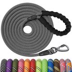 Kdsvakd Training Lead for Dogs, 3m / 10ft Long Rope Dog Lead with Carabiner Clip and Padded Handle, Reflective Recall Durable Leash for Puppy, Small, Medium, Large Dog