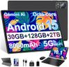 JVVQTB Tablet 10 Inch Android 15 Octa Core 30GB RAM + 128GB ROM (2TB TF) | 5G + 2.4G WiFi | 8000mAh | FHD | Bluetooth 5.0 | GPS | 8MP + 5MP | Type C, Keyboard and Mouse - Black