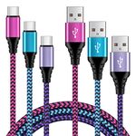 USB C Cable,[3Pack/6FT+6FT+6FT] USB Fast Charge Cable USB Type C Lead Nylon Wall Charge Cord USB-C to USB-A for Samsung Galaxy S21 Note 10 S9 A20 A12 A20e A21s A70,Huawei P30 P20,Google,Oneplus etc