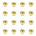 WillTen 16Pcs Piercing Balls Gold, 14G 5mm Belly Bar Balls, Septum Balls Belly Button Balls Metal Balls for Industrial Piercing Jewellery Nipple Piercing Jewellery Tongue Bars Eyebrow Piercing