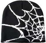 XYIYI Black Y2K Gothic Pattern Knit Hat Women Slouchy Knitted Beanie Men Winter Warm Skull Cap