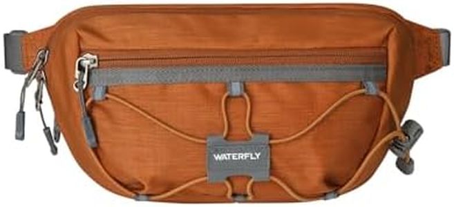 WATERFLY Lightweight Small Fanny Pack: 1.5L Slim Crossbody Waist Belt Hip Bag with RFID Blocking, Anti-Theft & Water Resistant Pouch Purse for Women Men Travel Hiking Running Walking EDC - Brown