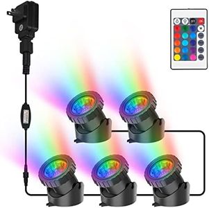 CREPOW RGB Pond Lights, Super Bright LED Underwater Submersible Colorful Landscape Spotlights, 98ft Remote Control IP68 Waterproof Fountain Lights for Fish Aquarium Tank Garden Yard Pool (Set of 5)