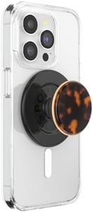 PopSockets: PopGrip Round for MagSafe - Includes Adapter Ring for MagSafe - Extendable Base and Handle with a Interchangeable Top for Smartphones and Cases - Tortoise