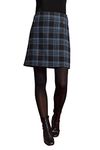 Roman Originals Check Short Skirt for Women UK Ladies Checked Plaid Tartan Print Brushed Lined A-Line Winter Smart Work Office Casual Going Out Soft Autumn Printed Mini - Blue Black - Size 12