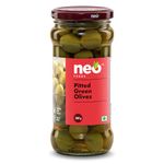 Neo Pitted Green Olives 360g I Low Fat Ready-to-Eat Healthy Snack, Source of Fibre, No Added Preservatives (Pack of 1)