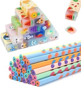 60 pezzi Gadget Compleanno Bambini 30 Matite Bambini con 30 Gomme Cancellare Bambini Regalini Fine Festa Compleanno Matite Divertente per Bambini