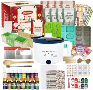 PIUH Christmas Deluxe Soap Making Kit for Adults Xmas Gift Including Soap Melter, Soap Base, Fragrance Oils, Dyes, Soap Molds and Soap Packing Supplies Full Set Kits for DIY Beginner Christmas Gift