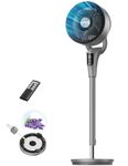 DREO 20dB Silent Standing Fan for Bedroom, 42" Pedestal Fans with Remote, 90° Oscillating, 90° Manual Vertical Cooling Fan, 8 Speeds, Adjustable Height, 8H Timer, LED Display, Child Lock, [Upgraded]