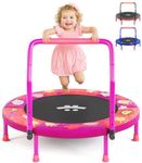 Happin® 36" Mini Foldable Toddler Trampoline for Kids with Height-Adjustable Handle, Noise-Free Kids Trampoline Indoor with Super Safety Pad & Durable Steel Frame, Indoor/Outdoor (Pink)