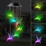 Solar LED Wind Chimes, GeeRic Hummingbird Wind Chimes Waterproof Hanging Wind Chimes for Home Garden Decoration Outdoor