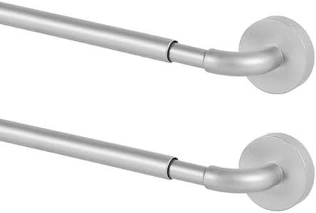 TYRON 2 Pack Magnetic Curtain Rod for Door Adjustable 12-18 Inch, 3/8 in. Diameter, Curtain Rods No Drilling, Small Front Door Magnetic Curtain Rods(Nickel)