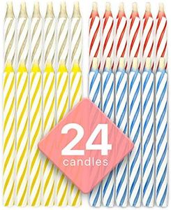 Bundaloo Magic Relighting Birthday Candles - Fun Prank Kit for Party Celebration Cake Tricks and Decorations Colors: Pink, White, Blue, Yellow 24 Pieces