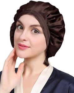 LilySilk 100% Mulberry Silk Bonnet Flat Front Silk Night Sleep Cap Adjustable Hair Wrap for Sleeping, Dark Brown